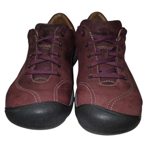 Keen Presidio II Red Leather Lace-up Comfort Sneakers Wide Toebox 9 Women's - Picture 9 of 11